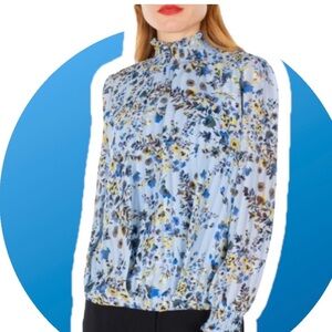 Nanette Lepore Long Sleeve Floral Smocked Blouse EUC Sz M